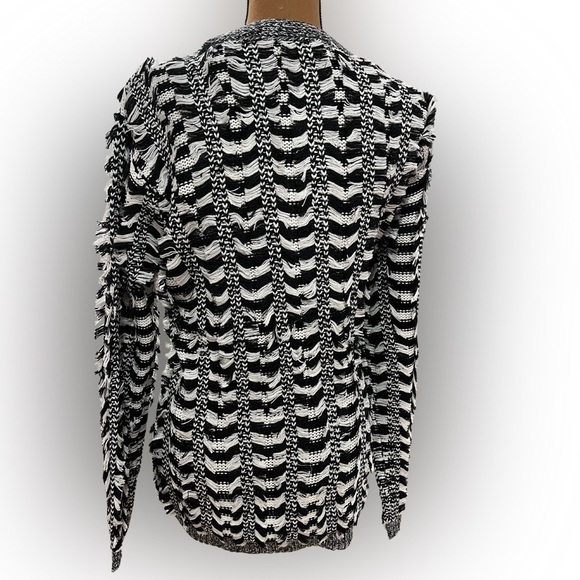 Endless Rose Black and White Fringe Cardigan Size Medium to Large - NWT - Picture 3 of 6